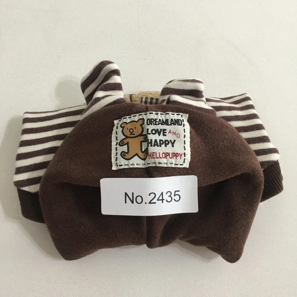 Bear Striped Hoodie Dog Clothes Brown Size Medium